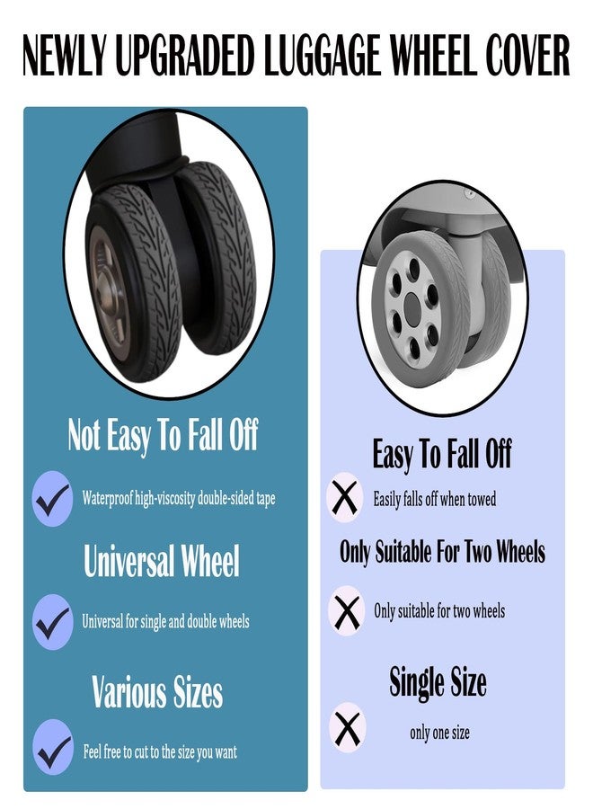 Ceoyiler Luggage Wheel Covers Luggage Wheel Protector 8 Pcs Silent Noise Reduction Shock Absorbing Caster Cover for Carry-on Luggage with Wheels (Black) - Image 5